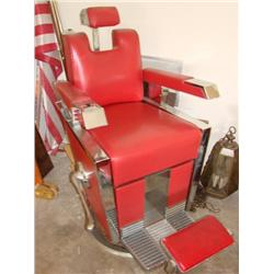 Red Upholstered Barber Chair