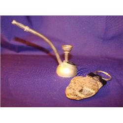 Sterling pipe & rattlesnake head keychain