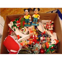 Large box of Christmas Ornaments-wooden & old Disney