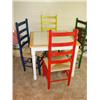 Image 1 : Tile Top Table with 4 Painted Wood Chairs