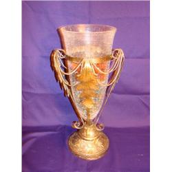 Crystal Vase filled w/agates,beads & rocks