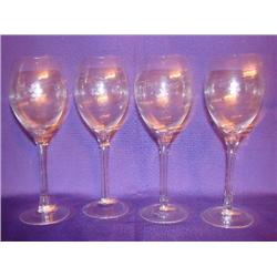 4 Crystal Etched Wine Goblets