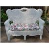 Image 1 : White Wicker Loveseat w/floral cushion