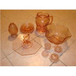 Pink Depression & Sandwich Glass-10 items