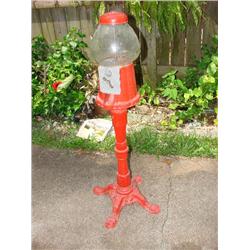 Red Gumball Machine on Stand
