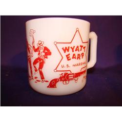 Wyatt Earp Milk Glass mug by Anchor Hocking