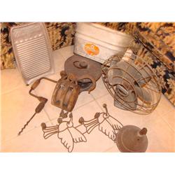 Galvanized Washtub filled w/pulley,fan,drill, variety!