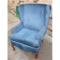 Ball & Claw Foot Blue Wingback Chair