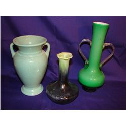 3 Art Glass & Pottery Vases