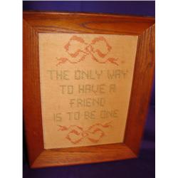 Framed Cross-Stitched Sampler