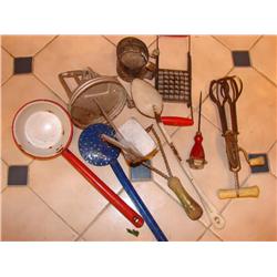 Assorted Kitchen Items & Utensils, Dazey Churn Top