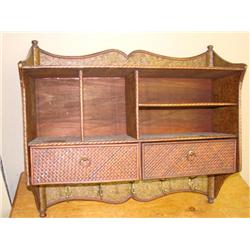 Metal & Leather Rattan Wall Shelf