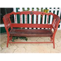 Painted Red Porch Bench