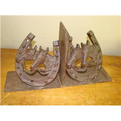 Metal Horse & Horse Shoe Bookends