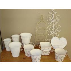 Metalware-11 items-Planters, Plate Hanger, Pails