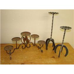 3 Texas Metal Candleholders