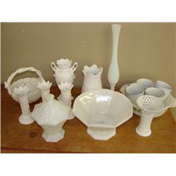 Large Lot of White Glassware (15pcs)