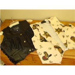 2 Vests-Leather & Cowboy Boot Tapestry