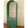 Image 1 : Green Wicker Etagere w/Glass Shelf