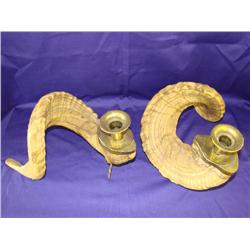 Pair of Ram Horn Candleholders