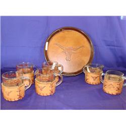 Till Gooden Leather Top Tray, Mugs, Cream & Sugar