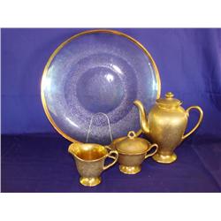 Wheeling Co. Coffee, Cream, Sugar, Gold Rim Platter