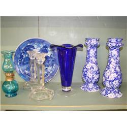 Blue & Crystal Glassware-7 items