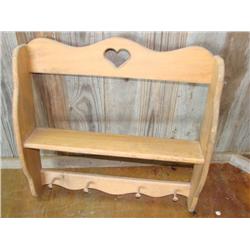 Wood Wall Shelf with Herb Pegs