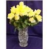 Image 1 : Crystal Vase w/Yellow Silk Roses