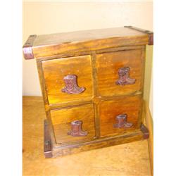 Wood Spice Box w/Cowboy Boot Pulls