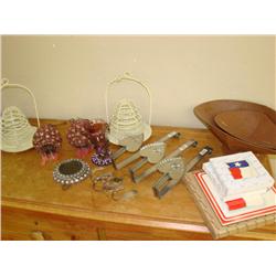 Variety of Items:Candleholders, Tx.Tiles, Wreath Hangers