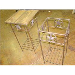 2 Wood & Metal End Tables (One Needs a Top)