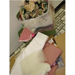 3 Boxes & Totes FULL of fabrics, lace, toole