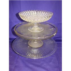 3 Crystal Cake Plates