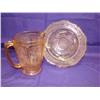 Image 1 : Pink Depression Plate & Pitcher