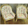 Image 1 : 2 Rattan Chairs with Floral Cushions