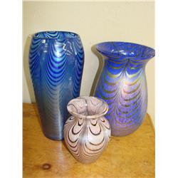 3 Art Glass Vases