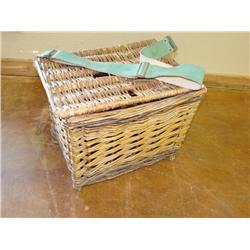 Old Fishing Basket w/Leather Strap