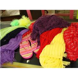 Colored Scarfs & Pair of Flip Flops (all new)