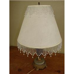 Lamp w/Marble Base & Fringe Shade