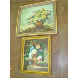 2 Floral Oil on Canvas Paintings
