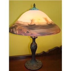 Reverse Painted Ship Themed Lamp