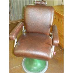 Barber Chair w/Tooled Upholstery Covering