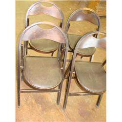 4 Folding Wood Chairs w/Padded Seats