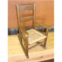 Child's Wooden Rocker w/Rush Seat