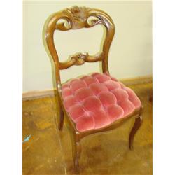 Victorian Rose Carved Red Velvet Chair