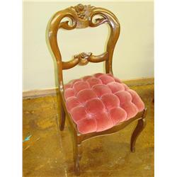 Victorian Rose Carved Red Velvet Chair
