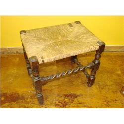 Wood & Rush Bench/Footstool