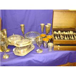 Large Amount of Silver-Goblets,Flatware, Serving Dishes