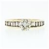 Image 4 : 14k Gold 1.41 ctw Round Diamond Solitaire Channel Baguette Promise Engagement Ri